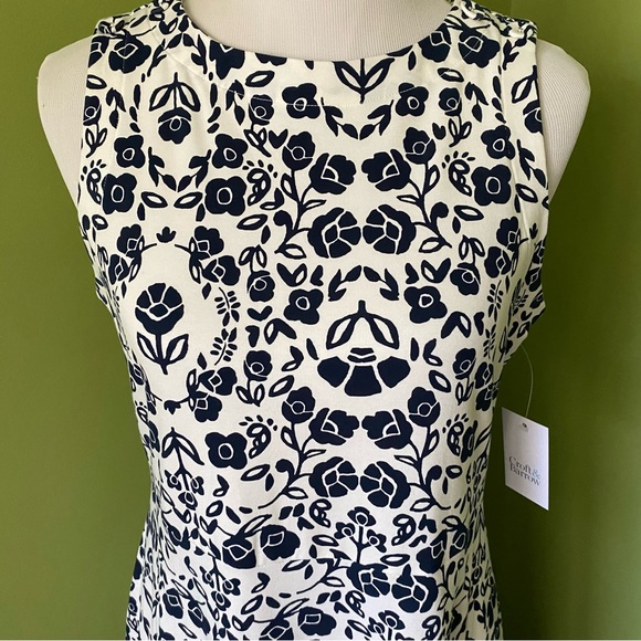 Croft & Barrow Navy Print Fit & Flare Midi Dress - Picture 5 of 7